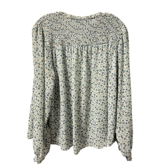 Time And Tru Womens Blue Floral Button-Front Blouse XL women - Picture 10 of 12